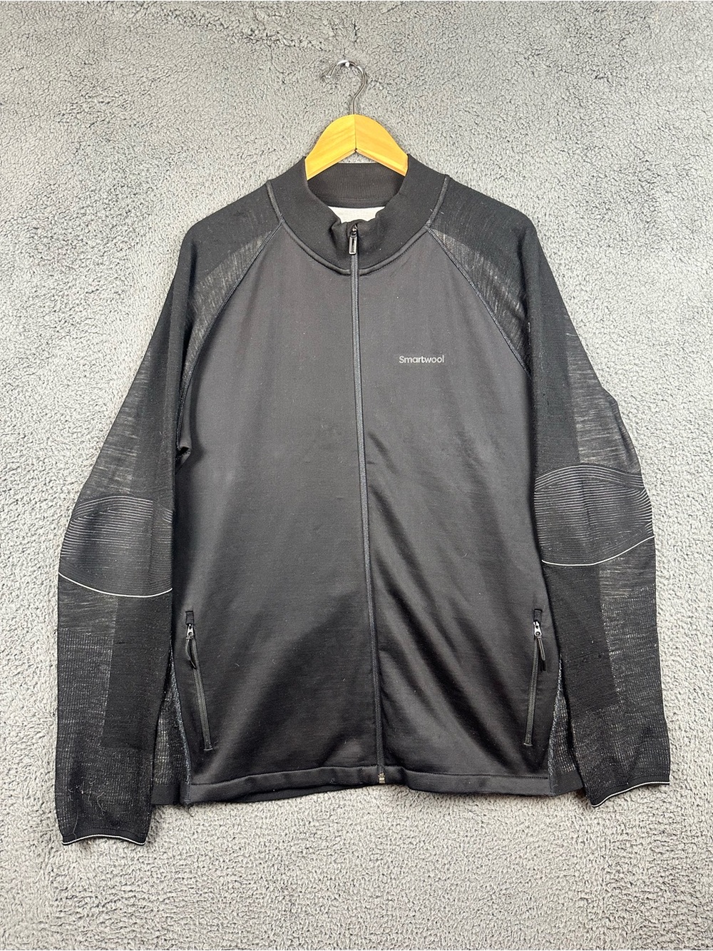 Smartwool Intraknit 200 Mens XL Full Zip Jacket Black Merino Wool Blend Athletic